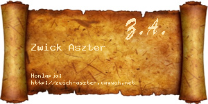 Zwick Aszter névjegykártya
